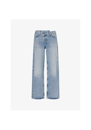 Womens Agolde Arc Criss Cross Wide-Leg Denim-Blend Jeans