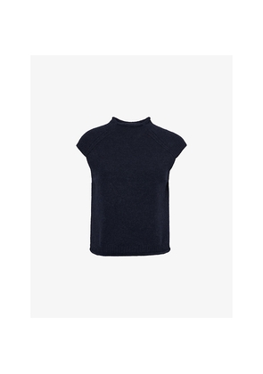 Womens Me And Em Rolled-Trim Wool-Blend Vest