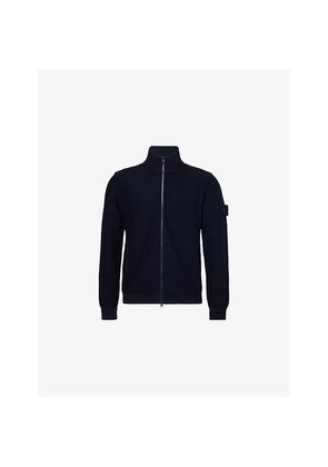 Mens Stone Island Brand-Patch Knitted Cotton and Cashmere-Blend Track Top
