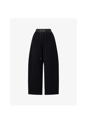 Womens Sacai Drawstring Wide-Led Cotton-Blend Jogging Bottoms