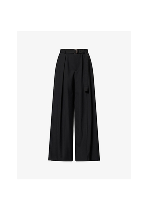 Womens Sacai Belted Wide-Leg Woven Trousers