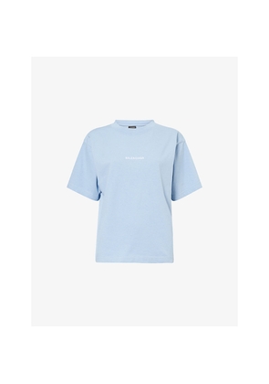 Womens Balenciaga Logo-Embroidered Relaxed-Fit Cotton T-Shirt