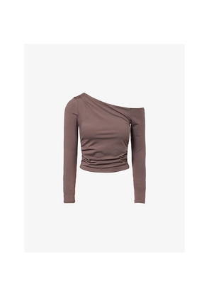 Womens We Are Tala 365 Asymmetric Long-Sleeve Stretch-Woven Top