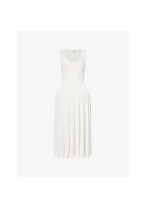 Womens Alaia Ribbed Crinoline Wool-Blend Midi Dress