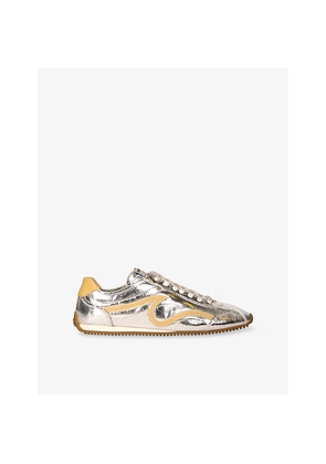 Womens Sandro Lightwave Metallic Leather Trainers