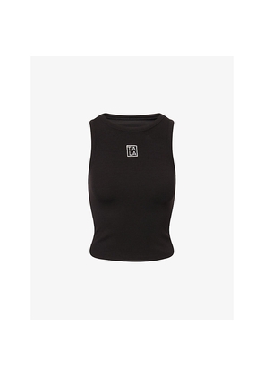 Womens We Are Tala 365 Ribbed Logo Racer Stretch-Woven Top