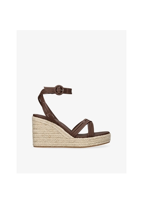 Womens Gianvito Rossi Lianne Beach Wedge Leather Sandals