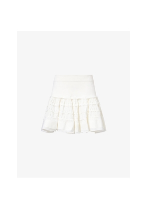 Womens Alaia Ruffled Wool-Blend Mini Skirt