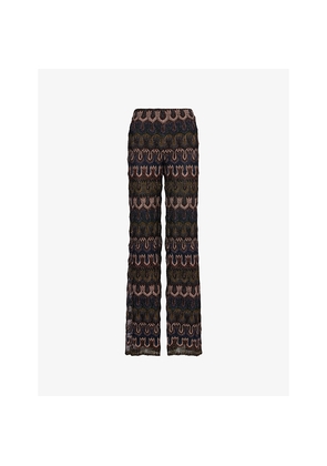 Womens Missoni Geometric-Print Lamé Metallic-Knit Trousers