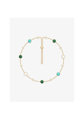 Womens Apm Monaco Mediterranee Météorites 18ct Yellow-Gold Plated Alloy, Lab-Grown Malachite, Turquoise and Cubic Necklace