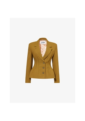 Womens Jean Paul Gaultier Notch-Lapels Cinched Wool-Blend Blazer