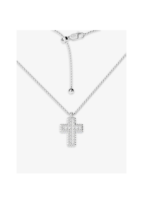 Womens Apm Monaco Pavé Cross Adjustable Sterling-Silver and Cubic Zirconia Necklace