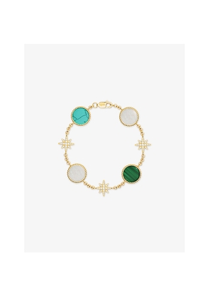 Womens Apm Monaco Météorites 18ct Yellow-Gold Plated Alloy, Cubic Zirconia, Malachite, Nacre, Lab-Grown Turquoise Bracelet