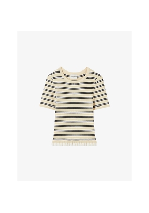 Womens Claudie Pierlot Striped Ruffle Knitted Top