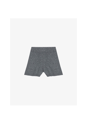Womens Maje Rhinestone-Embellished Knitted Wool-Blend Shorts