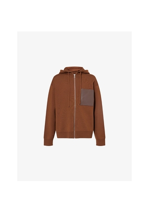 Mens Loewe Leather Patch-Pocket Wool Hoody