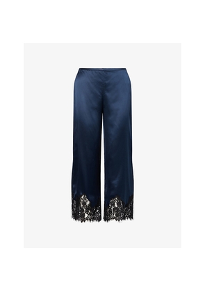 Womens Reformation Carolina Lace-Trim Silk Trousers