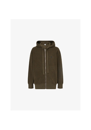 Mens Loewe Embroidered-Emblem Zip-Up Wool Hoody