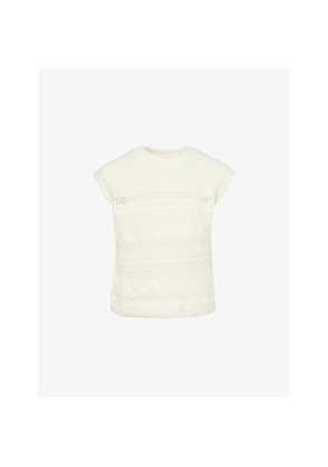 Womens Me And Em Cable-Knit Relaxed Wool-Blend Vest