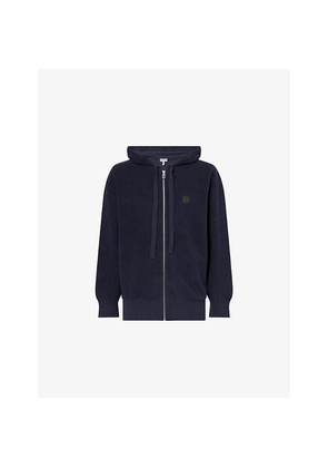 Mens Loewe Embroidered-Emblem Zip-Up Wool Hoody