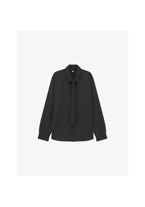 Mens The Kooples Tie-Embroidered Wool-Blend Shirt