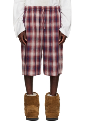 Acne Studios Red & Navy Check Shorts