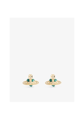 Womens Vivienne Westwood Jewellery Diamante Heart Gold-Plated Brass Enamel Stud Earrings