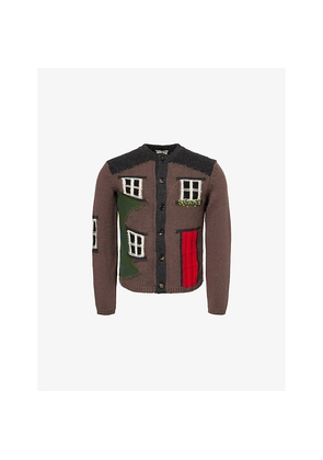 Mens JW Anderson House Polo Crewneck Wool Cardigan