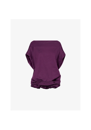 Womens Dries Van Noten Cap-Sleeves Puffball-Hem Cotton-Jersey Sweatshirt