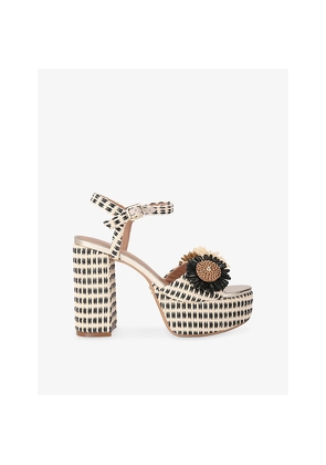 Womens Carvela Sorrento Flower Raffia Platform Sandals