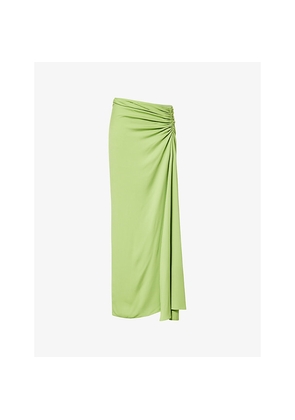 Womens Christopher Esber Side-Ruched Low-Rise Woven Maxi Skirt