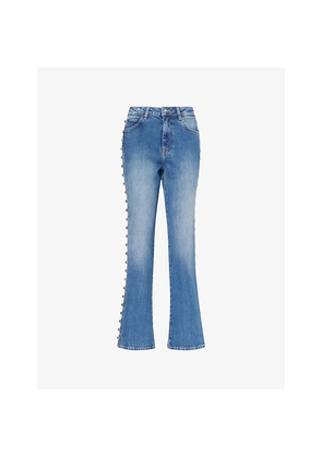 Womens Simkhai Amelia High-Rise Studded Denim Jeans