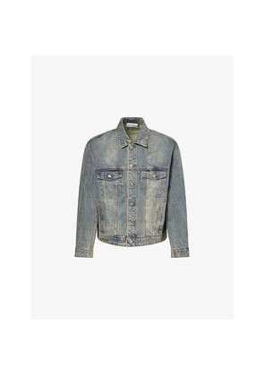 Mens The Couture Club Vintage-Wash Relaxed-Fit Denim Jacket