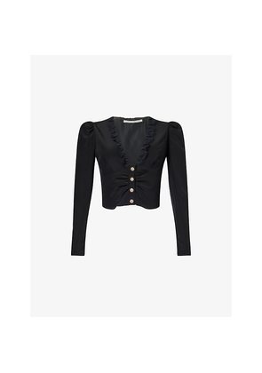 Womens Alessandra Rich Bustier Ruffled Silk Top