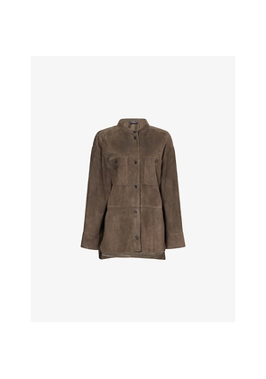 Womens Max Mara Top-Stitched Suede Jacket