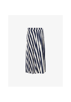 Womens Weekend Max Mara Striped Elasticated-Waist Cotton Midi Skirt