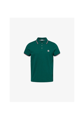 Mens Moncler Brand-Patch Short-Sleeves Cotton-Piqué Polo Shirt