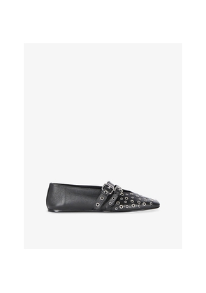 Womens The Kooples Eyelet-Detail Leather Mary Jane Shoes