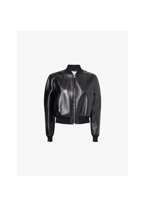 Womens Givenchy Cropped Leather Bomber Jacket