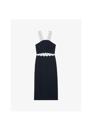 Womens Reiss Dillon Contrast-Strap Woven Midi Dress