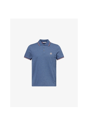 Mens Moncler Brand-Patch Short-Sleeves Cotton-Piqué Polo Shirt