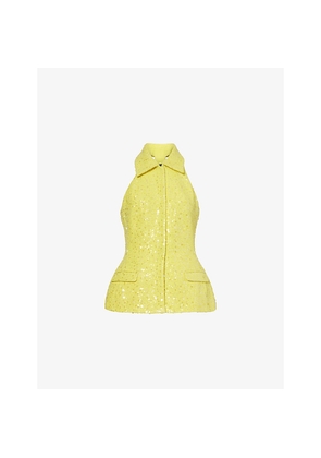 Womens David Koma Tailored High-Collar Sequinned Vest Top