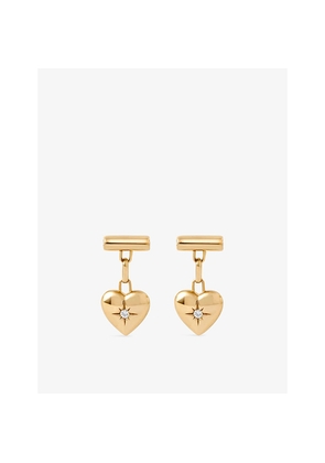 Womens Astley Clarke Biography Heart Stud 18ct Yellow Gold Vermeil and White Sapphire Drop Earrings