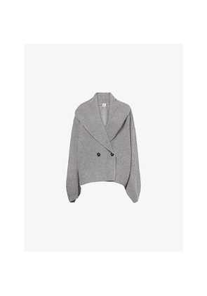 Womens Toteme Shawl-Lapel Knitted Wool-Blend Cardigan