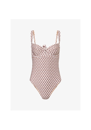 Womens Monday Clovelly Geometric-Print Wired-Cup Swimsuit