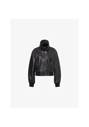 Womens Nour Hammour Briar Cropped Leather Bomber Jacket
