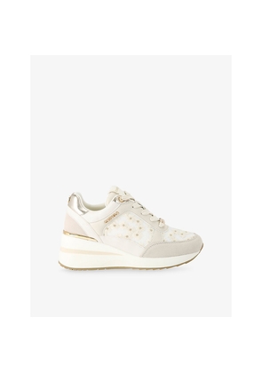 Womens Carvela High Rise Daisy Faux-Leather and Mesh Trainers