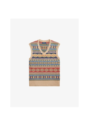 Mens Polo Ralph Lauren Fair Isle Sleeveless Cotton and Linen Jumper