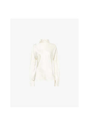 Womens Rohe Frames High-Neck Cinched-Waist Satin Top