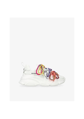 Womens Steve Madden Pryce Faux-Leather and Mesh Trainers